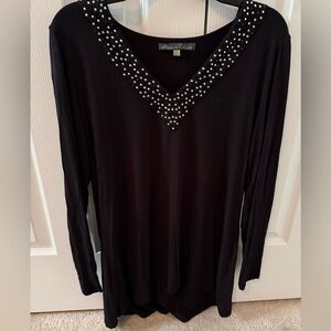 Rose & Olive Black Studded Long Sleeve Top